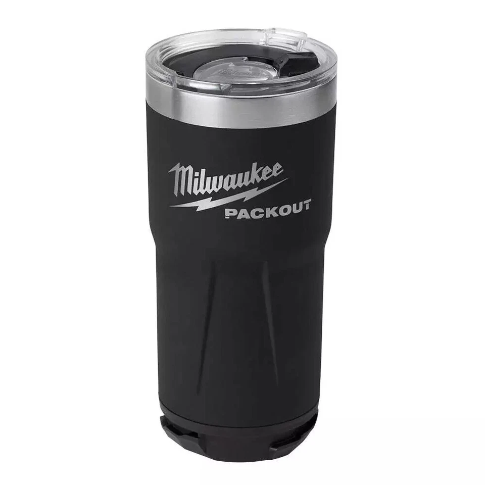 Taza de café Milwaukee 48-22-8392B PACKOUT 20 OZ taza vaso bloqueo giratorio - negra Foto 1 de 3