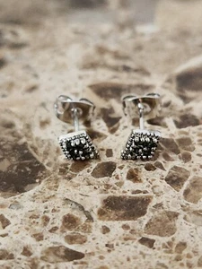 New Chapal Zenray NF Silver plated marcasite diamond shape Earrings 5mmx7mm - Picture 1 of 4