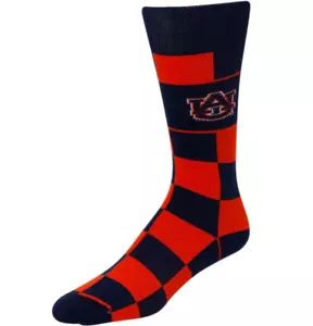 Calze Auburn Tigers blu navy e arancione blocco equipaggio a scacchi - Foto 1 di 1