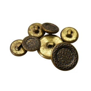 Textured Aged Bronze-Tone Metal Shank Sewing Buttons Decorative Chain Border Mix - Picture 1 of 3