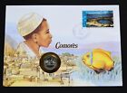 COMOROS COMORES 25 Francs 1982 UNC FDC COIN STAMP COVER $1 Africa Diving Fish