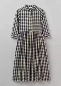 Toast Blue Check Midi Dress - Size S (Size 10/ Size 12) - Picture 1 of 13