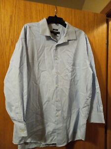 Mens Pronto Uomo Non Iron Classic Fit Blue/white Checkered Dress Shirt Sz 18 