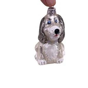 Dog Lover Collectible Christmas Ornament Dog Puppy 4.5" Glass Unique Vintage - Picture 1 of 9
