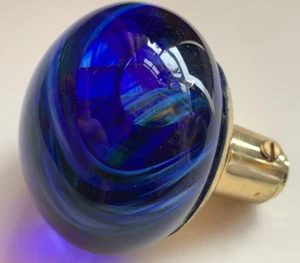 vtg glass paperweight DOORKNOB drawer pull antique cobalt blue handle art craft - Picture 1 of 7