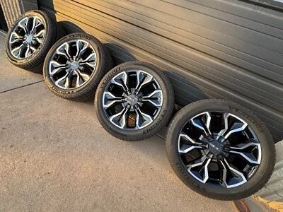 24" GMC SIERRA EV DENALI SILVERADO HUMMER OEM FACTORY STOCK WHEELS TIRES 8X165 - Image 1 of 4