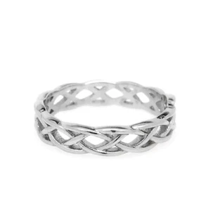 Anillo trenzado de plata para mujer tejido celta acero inoxidable amor único banda de boda - Imagen 1 de 6