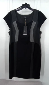 NWT LANE BRYANT 6TH&LANE PLUS BLACK GRAY COLOR BLOCK CAREER DRESS SIZE 18 - Picture 1 of 19