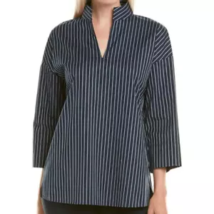 Lafayette 148 Hawkins Stripe Poplin Popover Blouse size Small - Picture 1 of 10