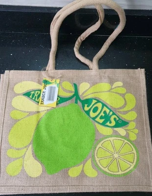 Trader Joe's Hessian Tote Bag Lemon & Lime Reusable Shopping Bag - Image 1 of 4