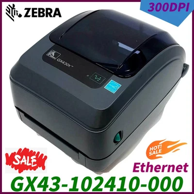 Zebra GX430t GX43-102410-000 Monochrome Thermal Transfer Desktop Printer Print - Image 1 of 4