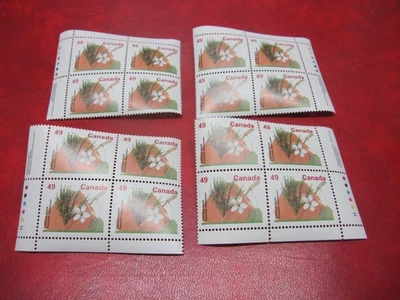 CANADA UNITRADE# 1364i 49c FRUIT TREE DEF. USA RATE HARRISON PAPER SET OF 4MNH - Image 1 of 2