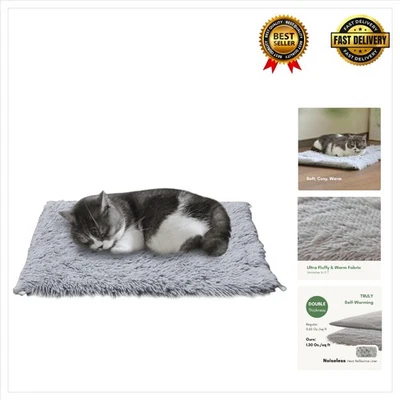 Alfombra térmica antideslizante de felpa para gatos - gris, lavable a máquina para uso en interiores y exteriores Foto 1 de 4