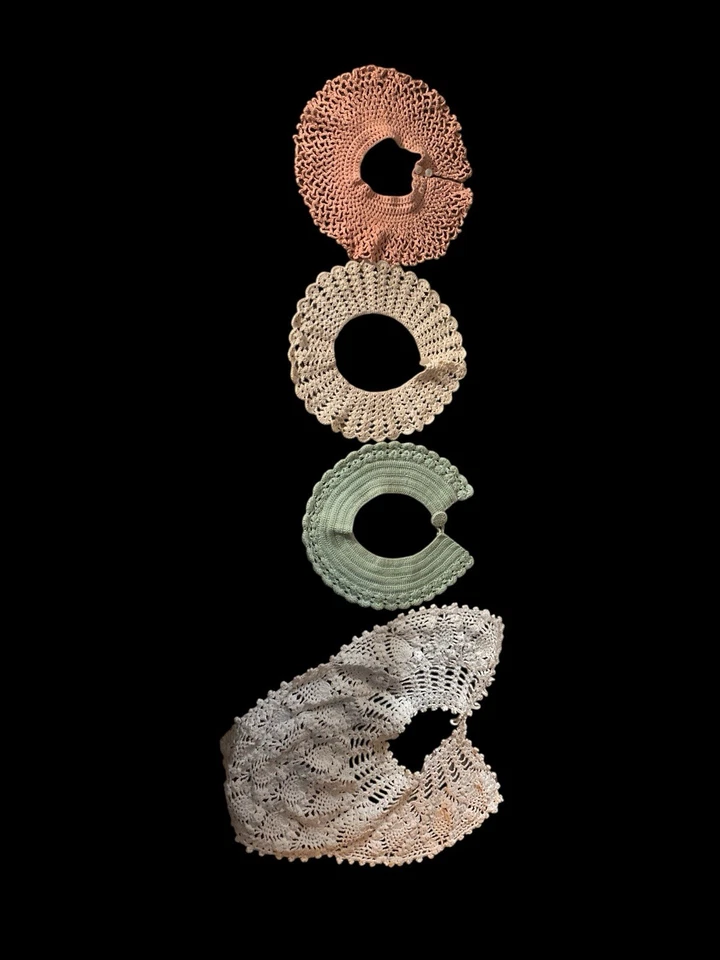 Juego de collar de ganchillo de estilo victoriano hecho a mano 4 piezas (era de mediados de siglo) Foto 1 de 1