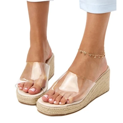 INNA MARKA Transparente Espadrilles zehenstegsandalen Felicity farblos