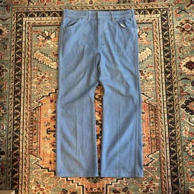 Vintage 1970s Bootcut Denim Pants Disco Slacks Size 34 x 29 Talon 42 USA - Image 1 of 4
