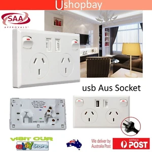 Dual USB Wall Socket Power Point Home Supply Electrical Charger SAA Outlet Plate - Picture 1 of 9
