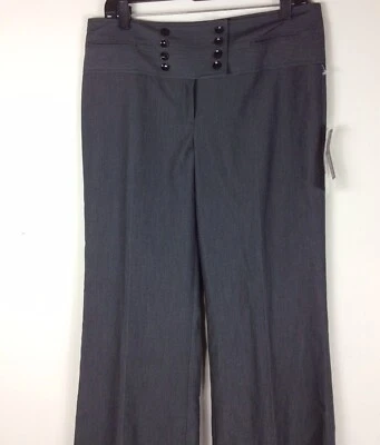 Kenneth Cole 反应灰色胸针条纹宽腿连衣裙职业裤裤 10 全新带标签 — 第 1/4 张图片