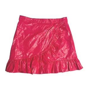 Minifalda envolvente sintética rosa glamuroso fucsia imitación cuero talla mediana Barbie hermandad  - Imagen 1 de 9