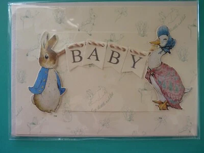 Baby Congratulations Greeting Card For Anyone Beatrix Potter Peter Rabbit - Image 1 of 2