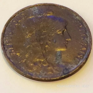 1914 French Coin France 5 Centimes Dupuis Bronze Paris 25.4 mm - I Inch Width - Picture 1 of 4