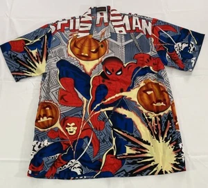 Vintage Spiderman Shirt Large All Over Print Double Side 2000 Y2K Marvel - Picture 1 of 8