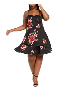 SEQUIN HEARTS Floral Tiered Fit & Flare Party Dress Size 16 Black R19-7 - Picture 1 of 2
