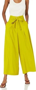 Women's Wide Leg Suit Dress Pants Citrus Lime Color Size Small - Picture 1 of 6