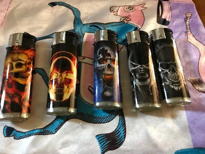 LOT OF 5 BUTANE LIGHTER W/SKULLS ON FRONT SIDE/FREE GIFT WITH ORDER - Image 1 of 4