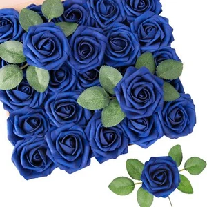 Artificial Flowers Roses 25Pcs Fake Flowers Foam Roses with Stems for Hallowe... - Picture 1 of 7