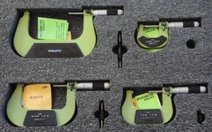 SERIE SET 4 MICROMETRI CENTESIMALI MICROMETRO PER ESTERNI ESTERNO BORLETTI MELN - Imagen 1 de 9