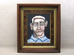 Männliches Porträt Gemälde gerahmt Original feine Wand Kunst Dekor gerahmt antik Rahmen - Bild 1 von 3