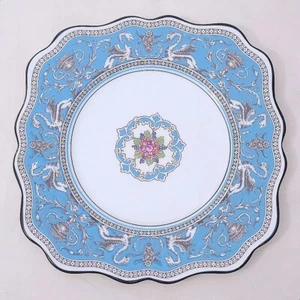 Plato de ensalada cuadrado central floral azul turquesa florentino Wedgwood 8" 631 - Imagen 1 de 6