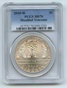 2010 W $1 Disabled Veterans Silver Commemorative Dollar PCGS MS70 - Picture 1 of 1