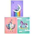 Pack of 3 Kids Bedroom Magical Unicorns Rainbows Unframed Art Prints Set A4