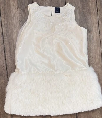 Hermoso Vestido Bebé Gap Marfil Piel Y Lentejuelas Vacaciones Navidad Talla 2 Años Foto 1 de 4