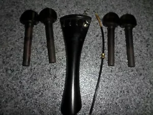 Hollow Violin Ebony Tailpiece , Gut & Ebony Pegs - Picture 1 of 3