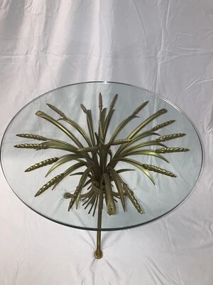 Винтажный прикроватный столик середины века из золота Hollywood Regency сноп пшеницы - Изображение 1 из 4