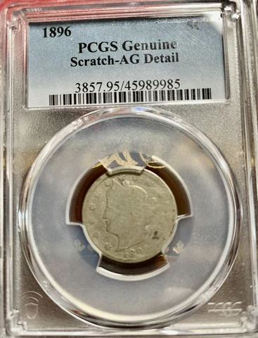 1896 Liberty V-Nickel graded AG Details PCGS Cover