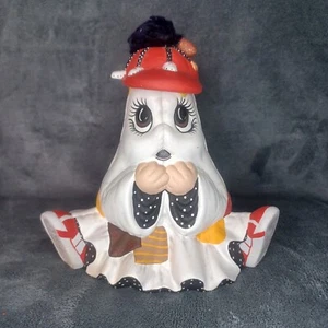 Vintage Halloween  Ceramic Hand Painted Quilted Ghost Statue Figure - Picture 1 of 6
