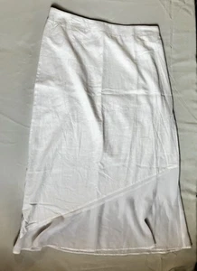 NWT Linen A Line Skirt Women’s Chicos Size 2 Elastic Adjustable Waist White MIDI - Picture 1 of 13