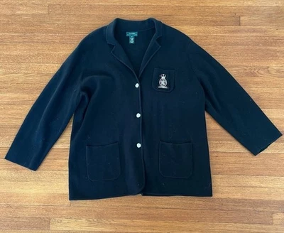 Black 100% Cotton Ralph Lauren Polo Blazer Sweater Women’s 3XL - Image 1 of 4