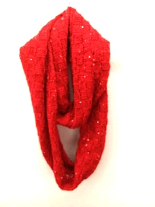 Heller Lippenstift roter Infinity Schal, weich und warm. Red Sparkles, hübsch - Bild 1 von 9