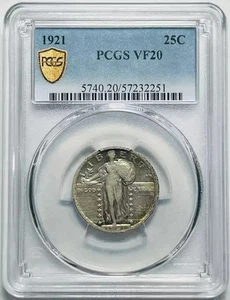 1921 P Standing Liberty Quarter PCGS VF-20 - Picture 1 of 2