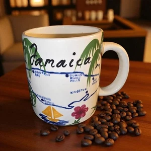 Tazza da caffè souvenir Giamaica con palma disegno mappa barca a vela - Foto 1 di 7