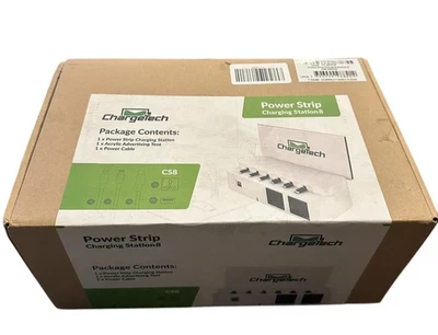 ChargeTech Power Strip Charging Station CS8 White SEALED - Image 1 of 2