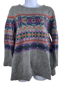 Chaps Pullover Damen 1X Southwestern Fair Isle grau bunt aztekisch weich - Bild 1 von 11