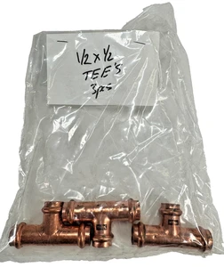 (3-PACK) VIEGA ProPress 77377 Tee 1/2"x 1/2" x 1/2" (PxPxP) Copper Press Fitting - Picture 1 of 14
