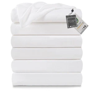 Twin Flat Sheets 6 Pack,White Brushed Microfiber Bed Sheets, Soft & Breathabl... - Picture 1 of 9