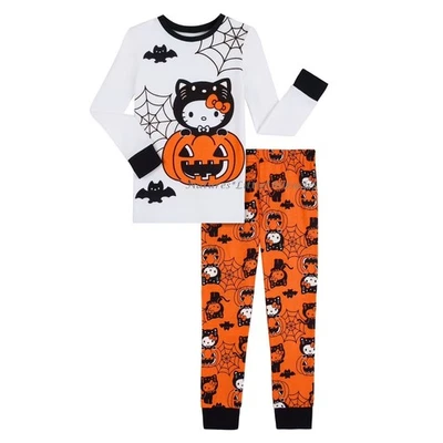 Hello Kitty Halloween Girls Pajamas Set Shirt Pants Size 4 5 6 7 8 10 12 Costume - Image 1 of 3